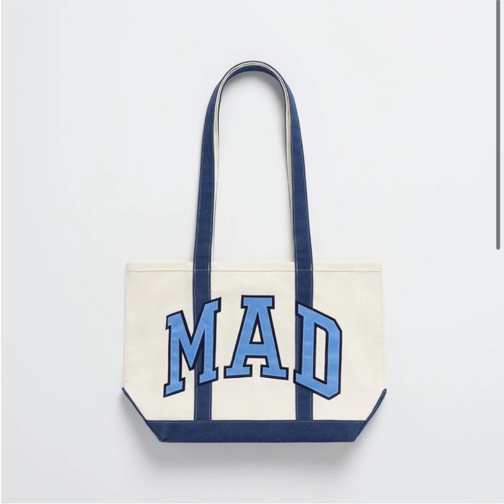 Nwt Gap X Madhappy Collab Canvas Tote In Cream And Navy